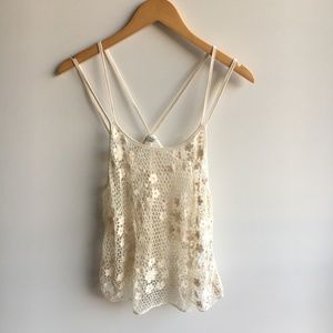 NWOT Ecote Crochet Neon Daisies Double Strap Tank